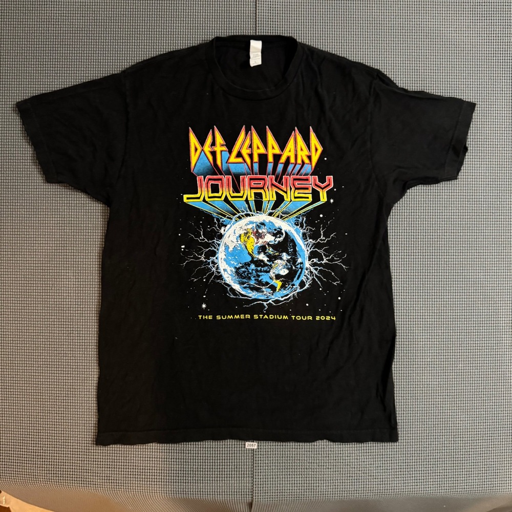 Def Leppard Journey The Summer Stadium Tour 2024 T-Shirt Mens Large Black Rock